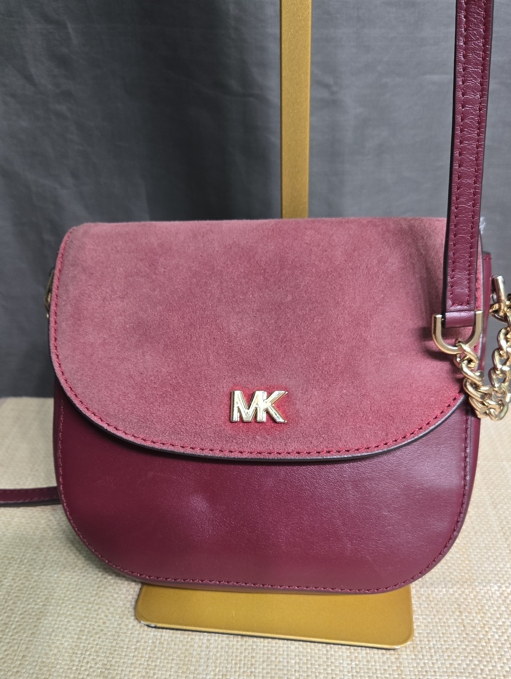 Michael Kors Two-Tone Wine Suede & Leather Crossbody